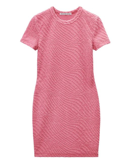 Alexander Wang Jurk Met Korte Mouwen En Logo-Reliëf in het Pink