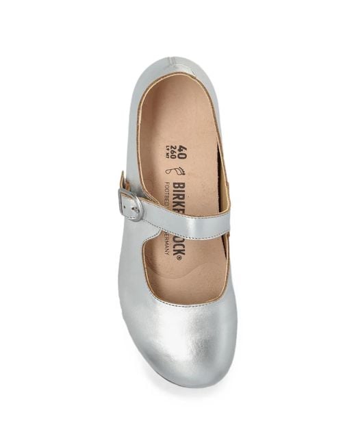 Birkenstock White Santa Clarita Buckle-Fastening Ballet Flats