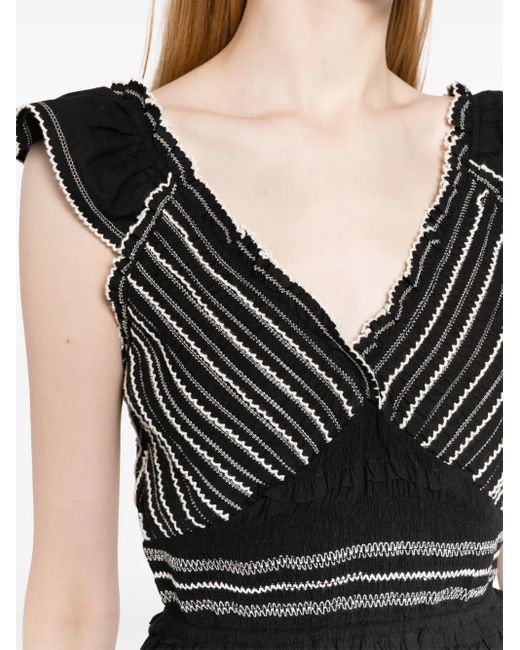 Top Mable bordado Sea de color Black