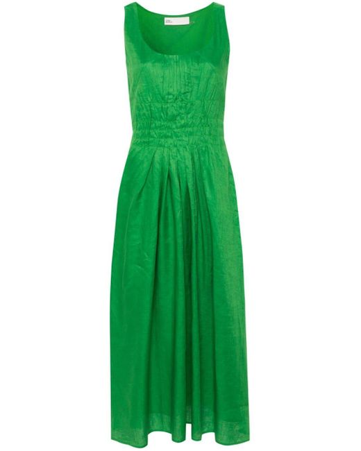 Tory Burch Green Pleated Linen Dress