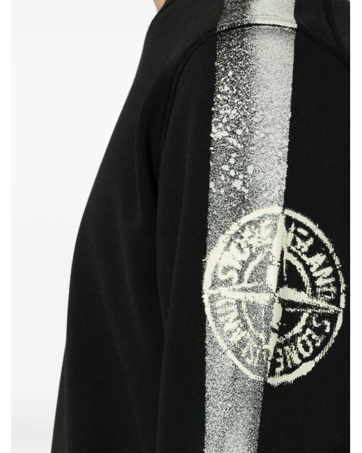 Stone Island Sweater Met Vervaagde Logoprint in het Black voor heren
