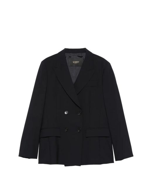 Seventy Black Double-Breasted Blazer