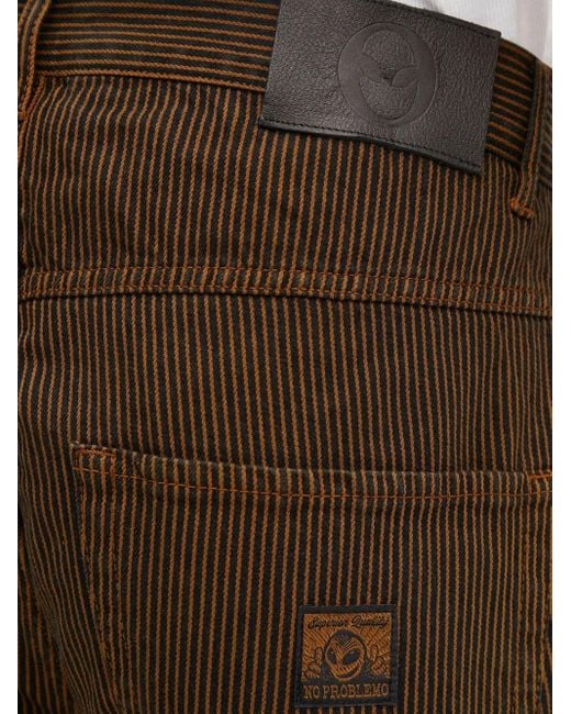No Problemo Brown Striped-Pattern Jeans for men