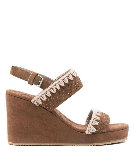 Mou Brown 95mm Suede Sandals