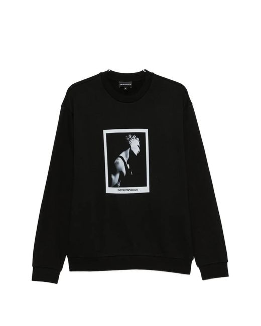 Emporio Armani Black Graphic-Print Sweatshirt for men