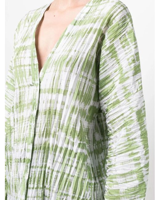 Vince Green Tie-Dye Long-Sleeve Silk Blouse