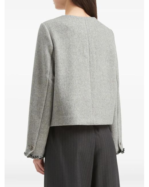 B+ AB Gray Pocket-Trimmed Embellished-Cuff Jacket