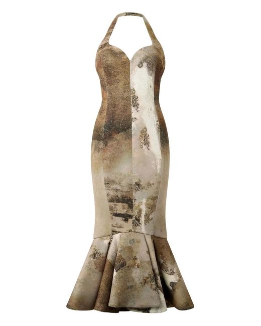 Roberto Cavalli Natural Marble-Print Midi Dress