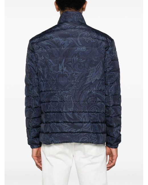 Etro Blue Paisley-print Padded Jacket for men