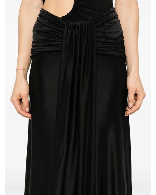 Rabanne Black Drape-Detail Maxi Skirt