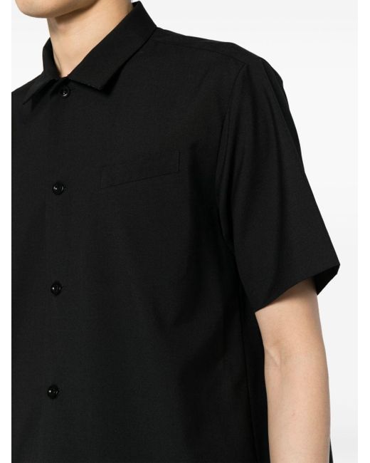 Sacai Black Wool-blend Short-sleeve Shirt for men