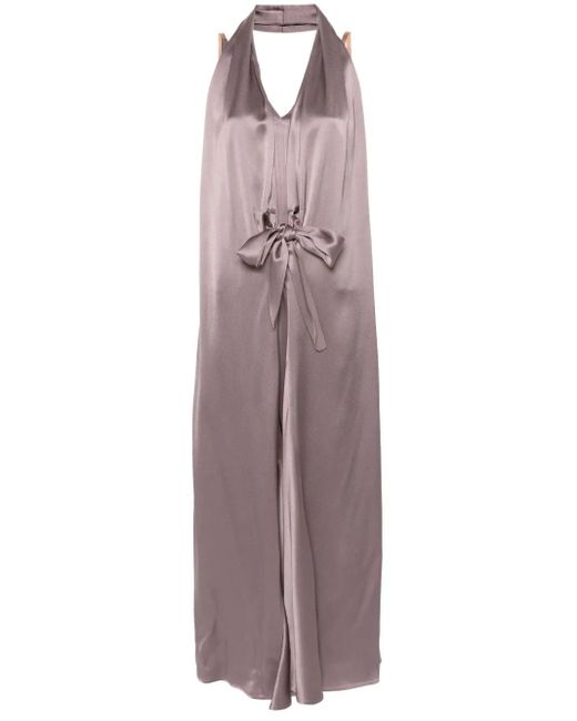 Alysi Purple Satin Maxi Dress