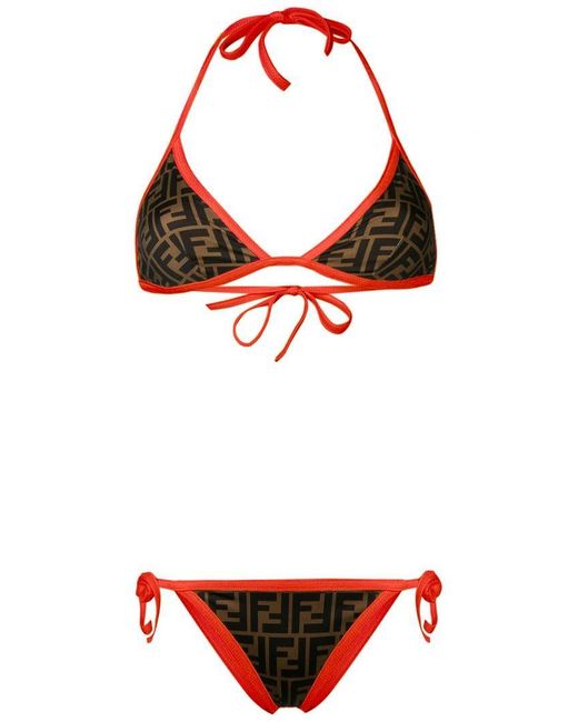 Fendi Monogram Bikini Set in Orange | Lyst Canada
