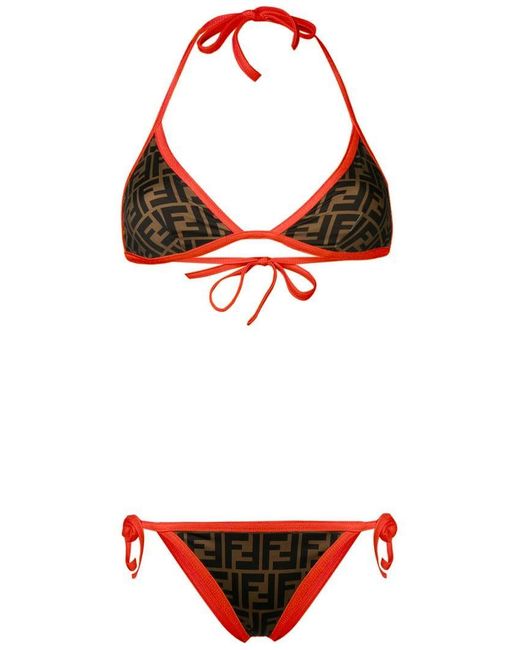 Fendi Orange Monogram Bikini Set