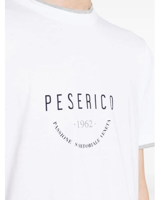 T-Shirt En Coton À Logo Imprimé Peserico pour homme en coloris White