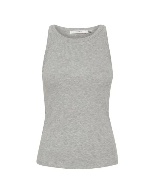 Gestuz Gray Rollagz Ribbed Tank Top