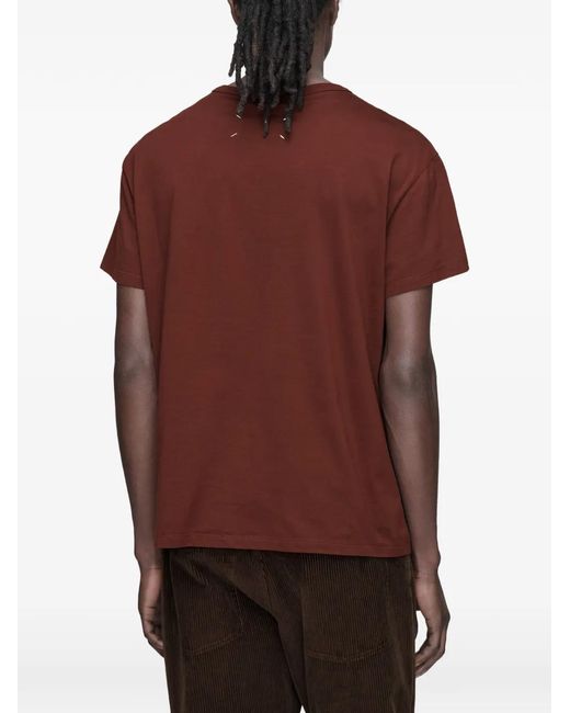 Maison Margiela Red T-Shirt À Logo Brodé for men