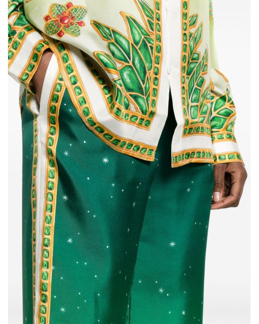 Casablancabrand Green Joyaux D'afrique Silk Trousers