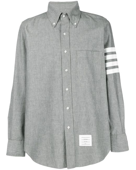 Thom Browne Gray Chambray 4-Bar Shirt for men