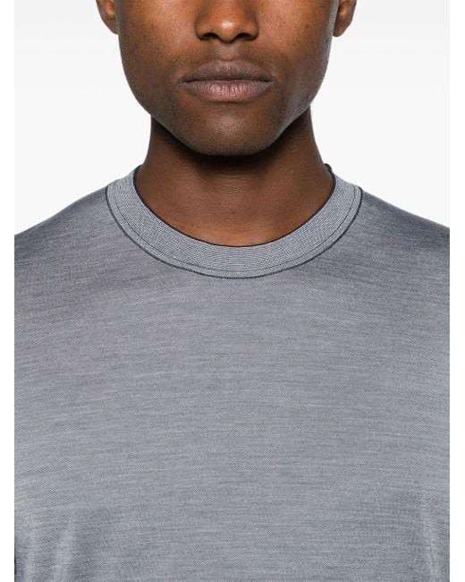 T-shirt en coton mélangé à col rond Zegna pour homme en coloris Gray