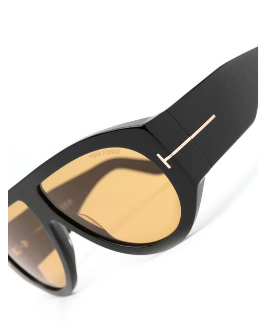 Tom Ford Black Bronson Pilot-Frame Sunglasses