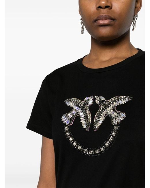 Camiseta Love Birds con cuentas Pinko de color Black