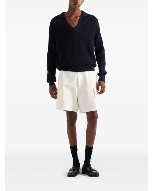 Prada White Triangle-Logo Shorts for men