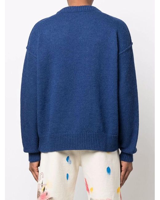 Palm Angels Blue Pxp Logo-Patch Jumper for men
