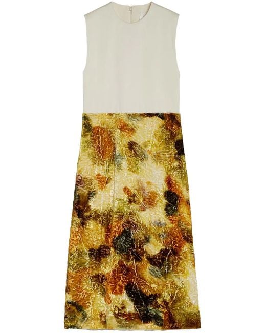 Jil Sander White Jacquard Midi Dress