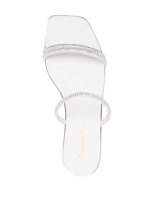 Gianvito Rossi White Cannes Leather Slip-On Sandals