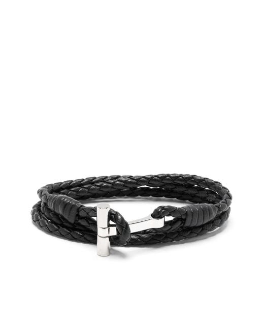 Bracelet Medusa en cuir tressé Tom Ford pour homme en coloris Black