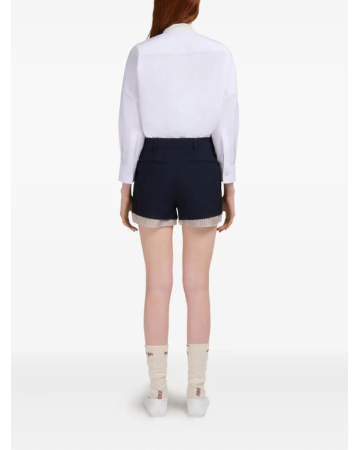 Marni Blue Layered Pleated Shorts