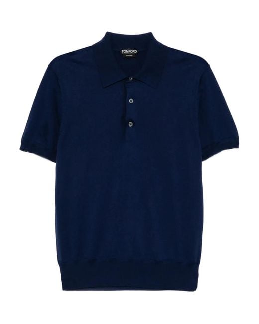 Tom Ford Blue Knitted Polo Shirt for men