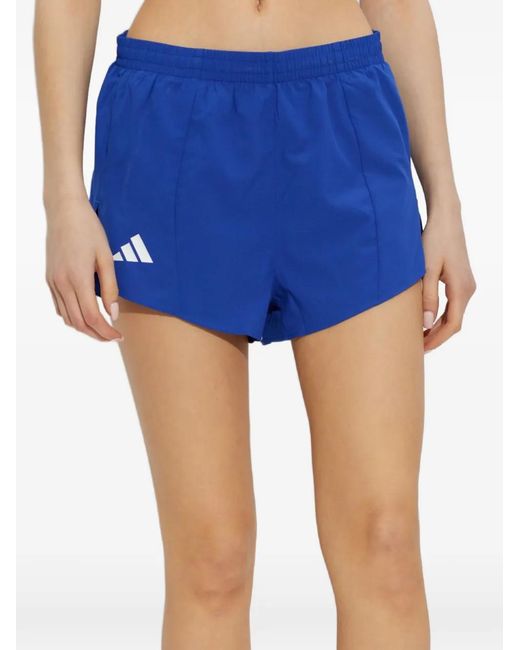 Adidas Blue Adizero Logo-Print Shorts