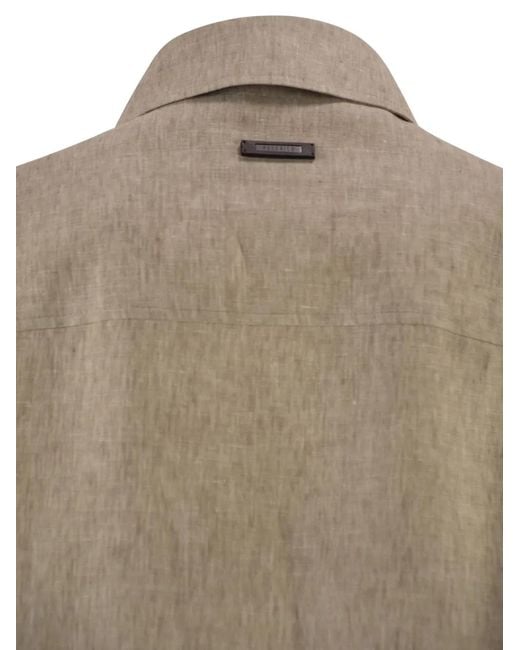 Peserico Natural Veste En Lin À Poches Plaquées for men