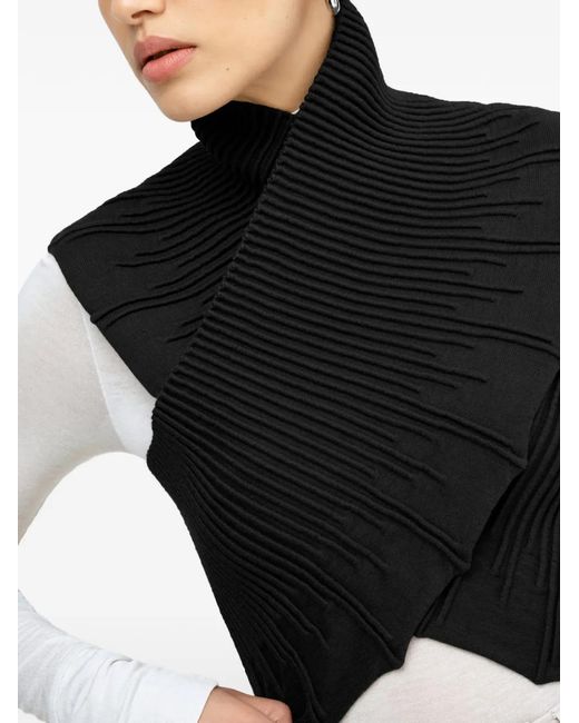 MARCELLA Black Colette High-Neck Ribbed Top