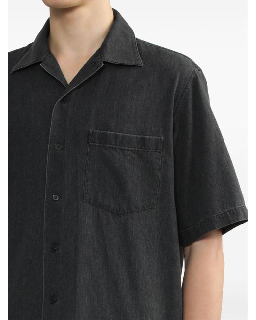 Auralee Black Short-sleeved Denim Shirt for men