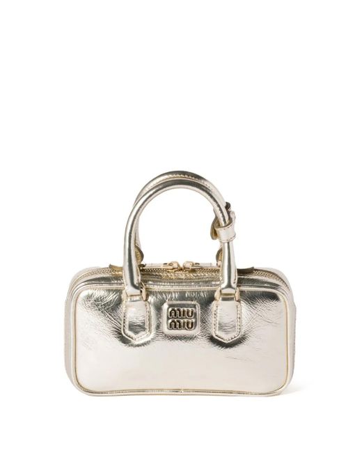Miu Miu White Mini Arcadie Tote Bag