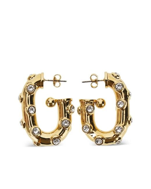 Rabanne Metallic Crystal Chunky Hoop Earrings