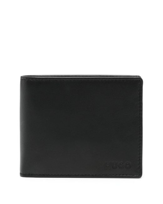 HUGO Black Logo-debossed Leather Wallet for men