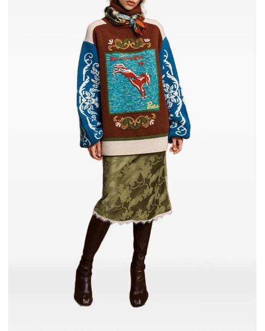 ALÉMAIS Blue Lasso Patchwork Knit Sweater