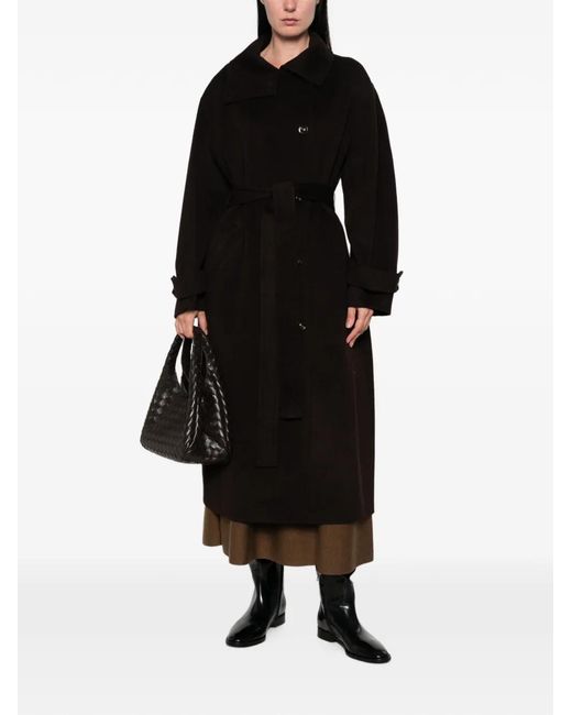 Soeur Black James Belted Button-Up Coat