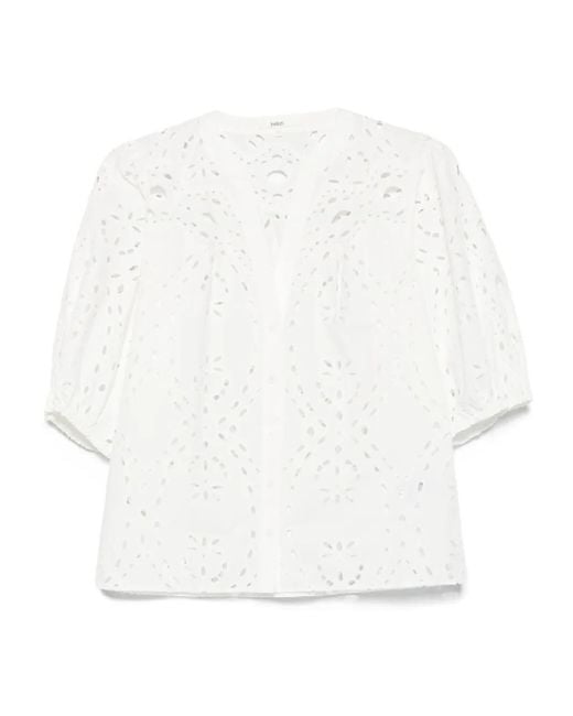 Ba&sh White Beatrice Eyelet-Embroidered Puff-Sleeve Top