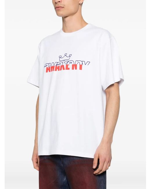 AWAKE NY White Headcrack Champs Logo T-Shirt for men