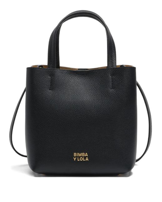 Bimba Y Lola Black Top-Handle Leather Satchel Bag