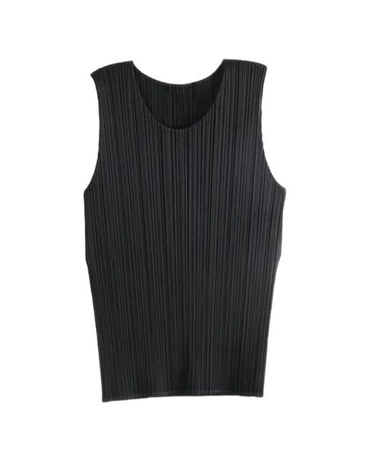 Pleats Please Issey Miyake Black Pleated Sleeveless Top