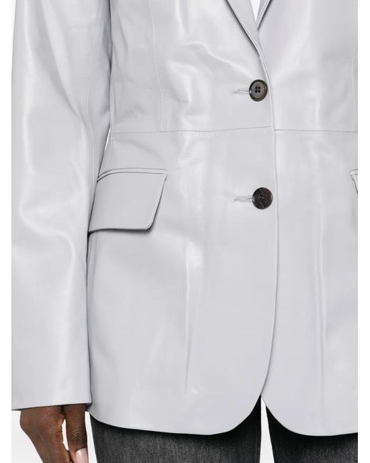 Desa Nineteenseventytwo Gray Flap Leather Blazer