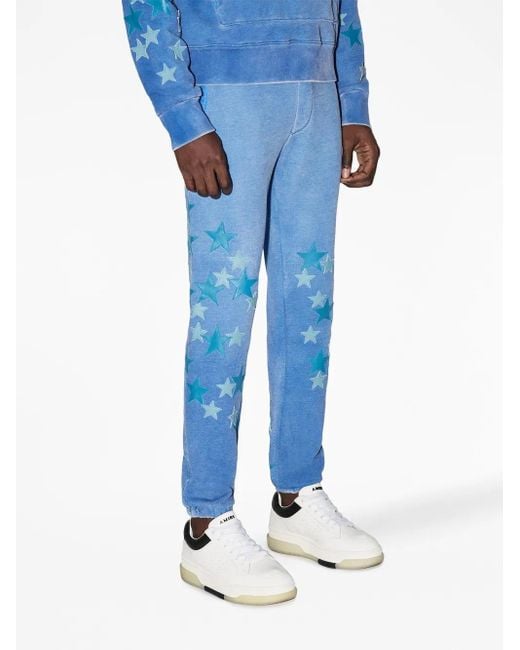 Amiri Blue Star-Patch Cotton Track Pants for men