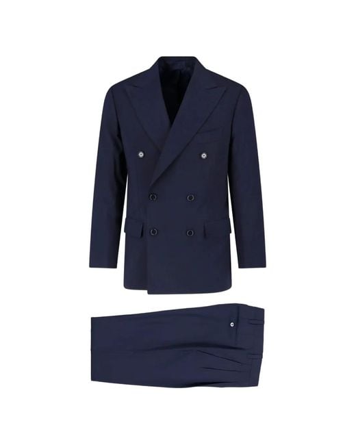 Cesare Attolini Blue Double-Breasted Suit for men