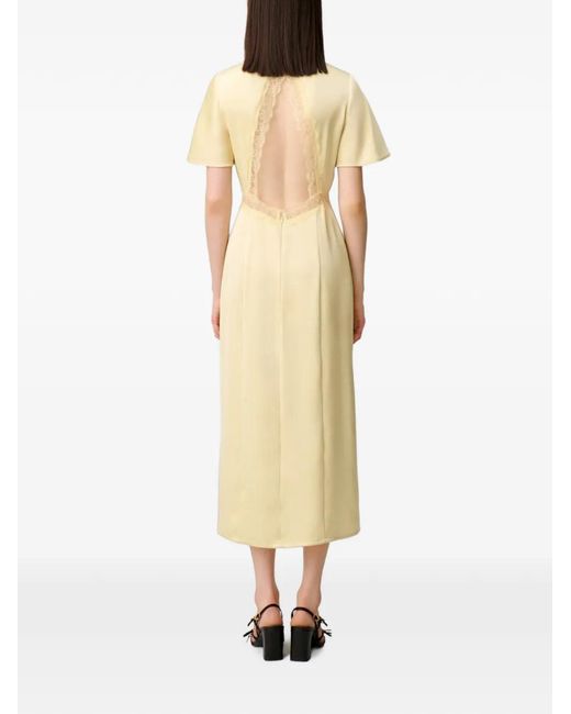 Claudie Pierlot White Lace-Trim Open-Back Midi Dress